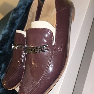 Franco Sarto Burgundy Loafers with Silver Accent